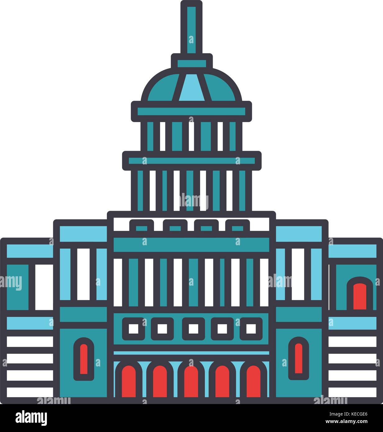 Capitol usa flache Linie Illustration, Begriff Vektor isolierte Symbol Stock Vektor
