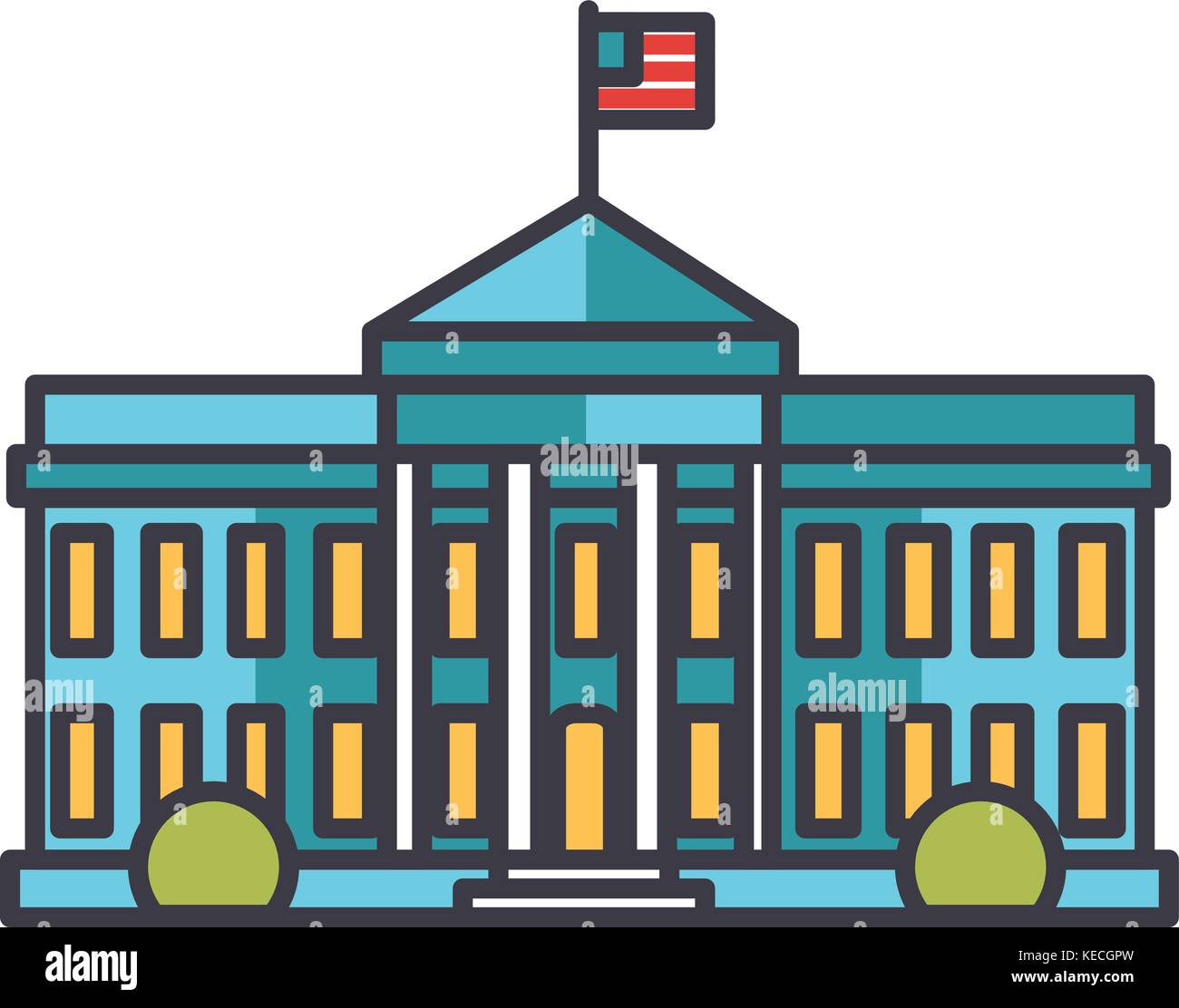 White House, usa Gebäude flache Linie Illustration, Begriff Vektor isolierte Symbol Stock Vektor