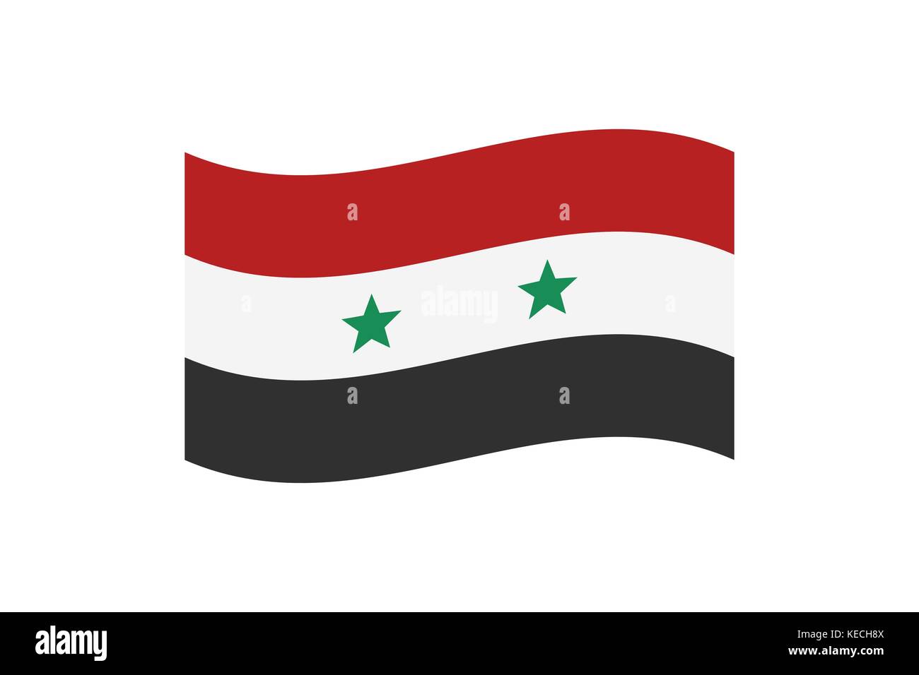 Vector Illustration der nationalen Flagge der Arabischen Republik Syrien auf weißem Hintergrund. Stock Vektor