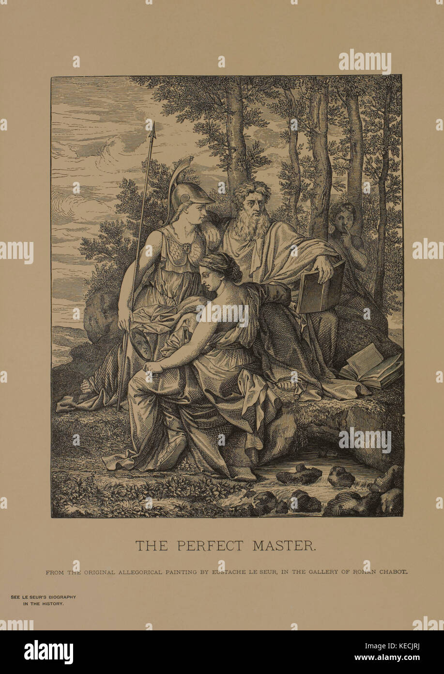 Die perfekte Master, Holzschnitt Kupferstich aus der ursprünglichen allegorischen Gemälde von Eustache Le Sueur, die Meisterwerke der französischen Kunst von Louis Viardot, von Tiefdruck goupil et Cie, Paris, 1882, gebbie & Co., Philadelphia, 1883 veröffentlicht. Stockfoto