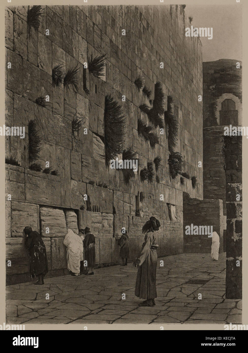 Die Mauer des Salomo, photogravüre Drucken aus der ursprünglichen Gemälde von Jean Leon Gerome, die Meisterwerke der französischen Kunst von Louis Viardot, von Tiefdruck goupil et Cie, Paris, 1882, gebbie & Co., Philadelphia, 1883 veröffentlicht. Stockfoto