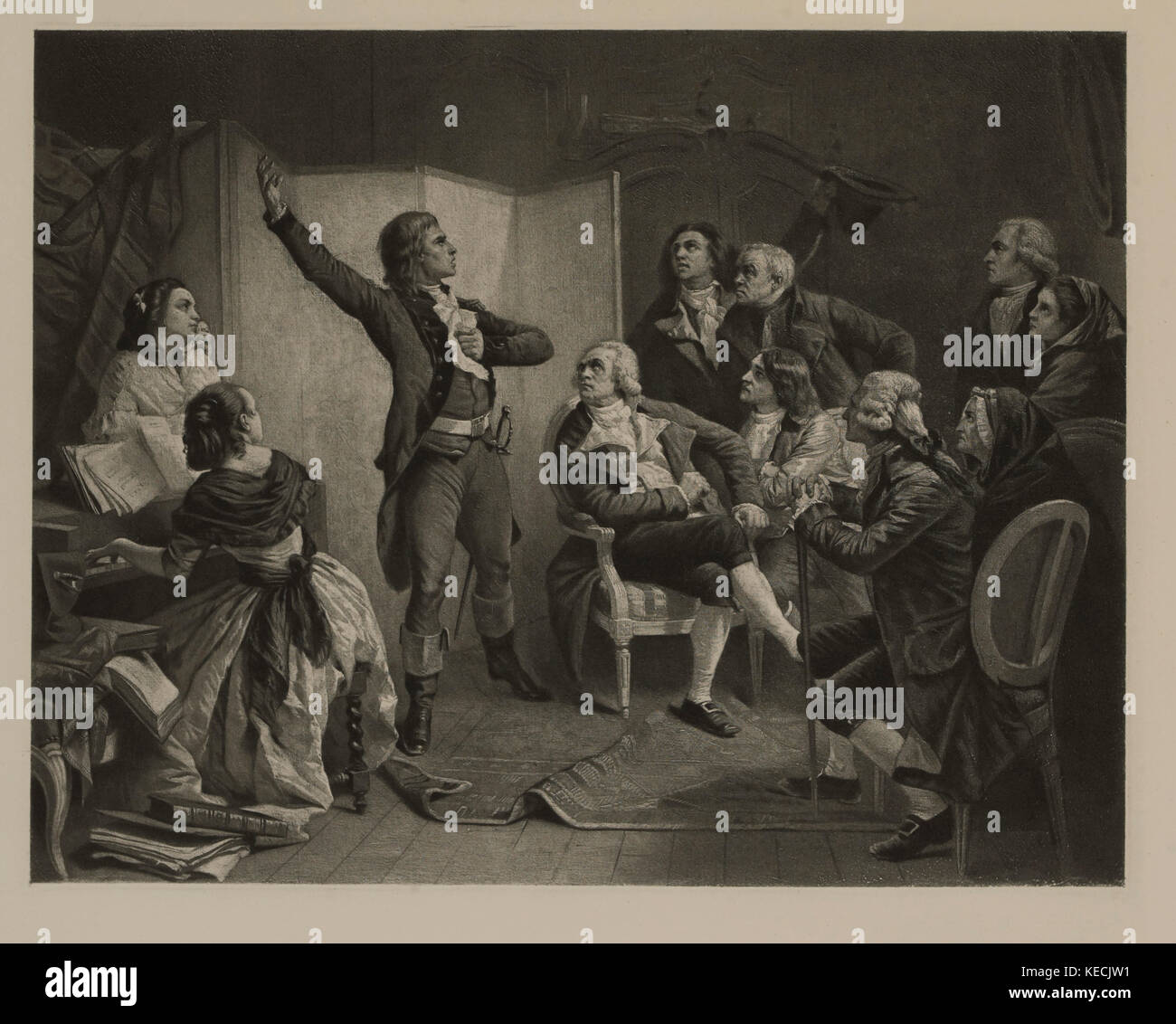 Rouget de L'isle Singen der Marseillaise zum ersten Mal, Tiefdruck aus dem Originalgemälde von Isidore-Alexandre-Augustin Pils, die Meisterwerke der französischen Kunst von Louis Viardot, Herausgegeben von Gravure Goupil et Cie, Paris, 1882, Gebbie & Co., Philadelphia, 1883 Stockfoto