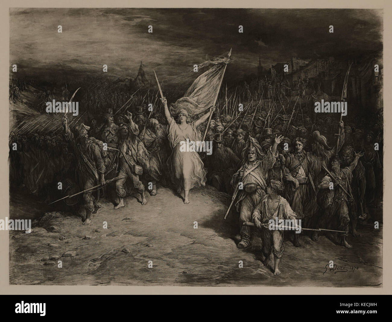 Die Marseillaise Hymne, Tiefdruck aus dem Original 1870 Gemälde von Gustave Doré, die Meisterwerke der französischen Kunst von Louis Viardot, Herausgegeben von Gravure Goupil et Cie, Paris, 1882, Gebbie & Co., Philadelphia, 1883 Stockfoto