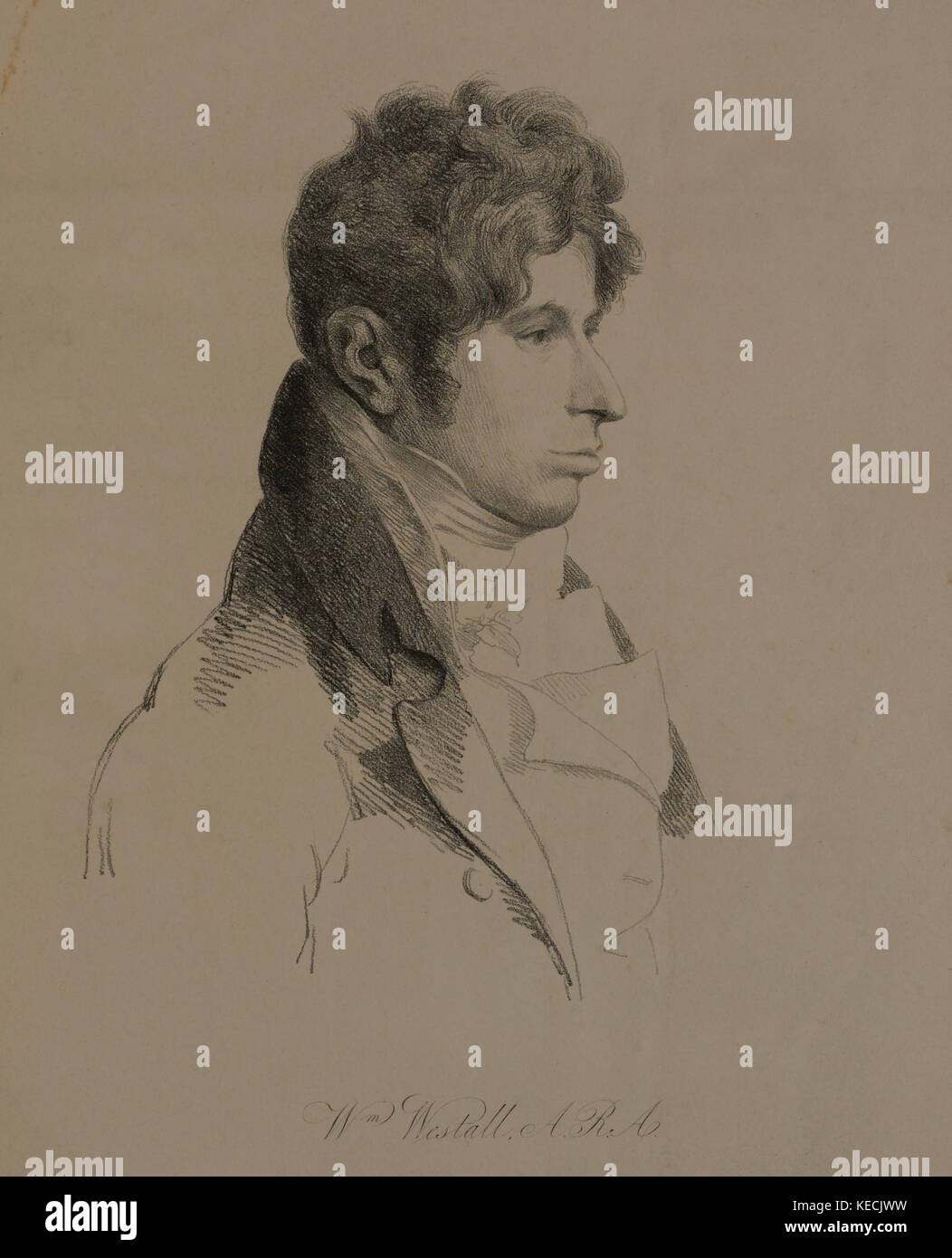 William Westall ein., Radierung von William Daniel aus original Portrait von George Tanz, 1854 Stockfoto