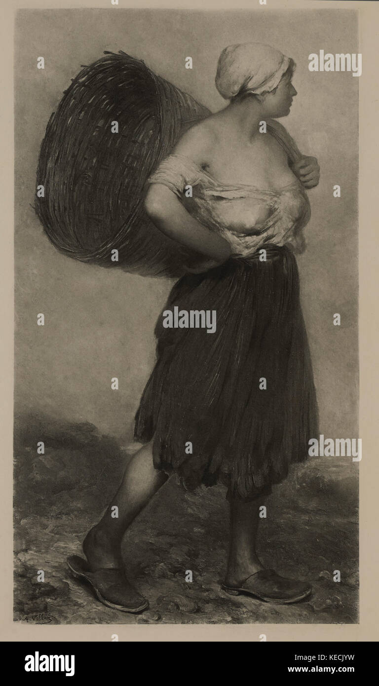 Das Huhn Frau von Dieppe, photogravüre Drucken aus dem Original 1876 von Antoine vollon, die Meisterwerke der französischen Kunst von Louis Viardot, von Tiefdruck goupil et Cie, Paris, 1882, gebbie & Co., Philadelphia, 1883 veröffentlicht. Stockfoto