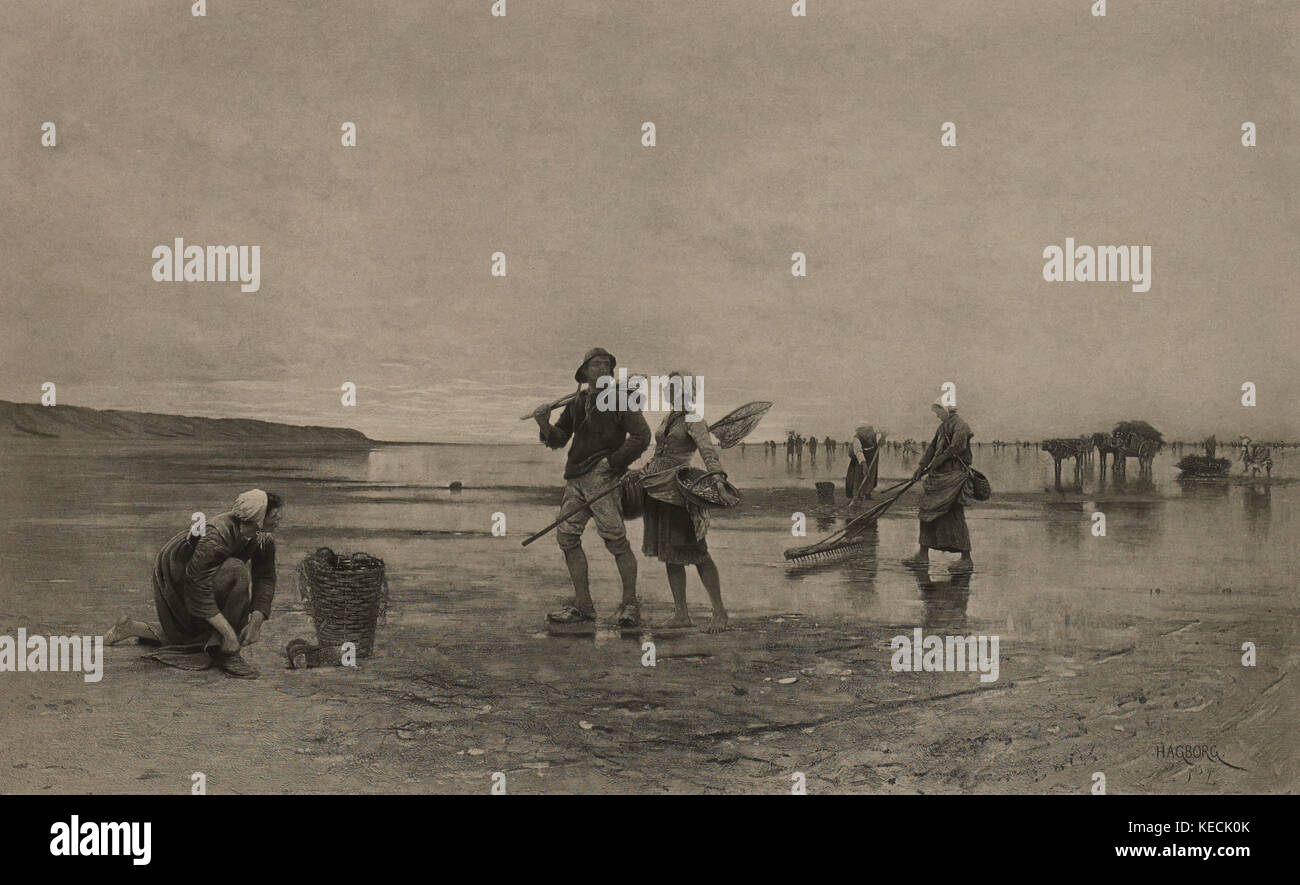 Nach der Flut in der Bucht, photogravüre Drucken aus dem Original 1879 durch August hagborg, die Meisterwerke der französischen Kunst von Louis Viardot, von Tiefdruck goupil et Cie, Paris, 1882, gebbie & Co., Philadelphia, 1883 veröffentlicht. Stockfoto