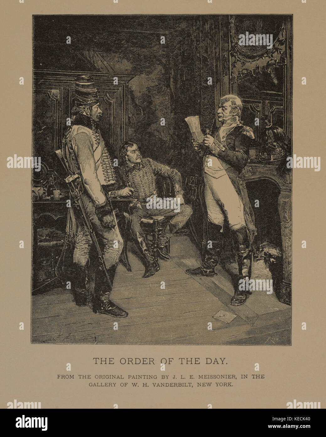 Die Reihenfolge der Tag, Holzschnitt Kupferstich aus der ursprünglichen Gemälde von Jean-louis Ernest Meissonier, die Meisterwerke der französischen Kunst von Louis Viardot, von Tiefdruck goupil et Cie, Paris, 1882, gebbie & Co., Philadelphia, 1883 veröffentlicht. Stockfoto