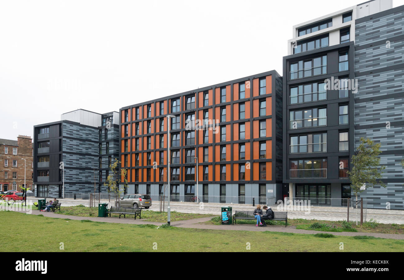 Neue Studentenwohnungswohnungen für die Napier University in Edinburgh, Schottland, Großbritannien Stockfoto