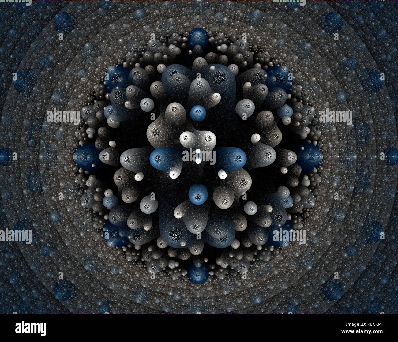 Random Cluster von Blobs koaleszierende in kohärente Formen. Stockfoto