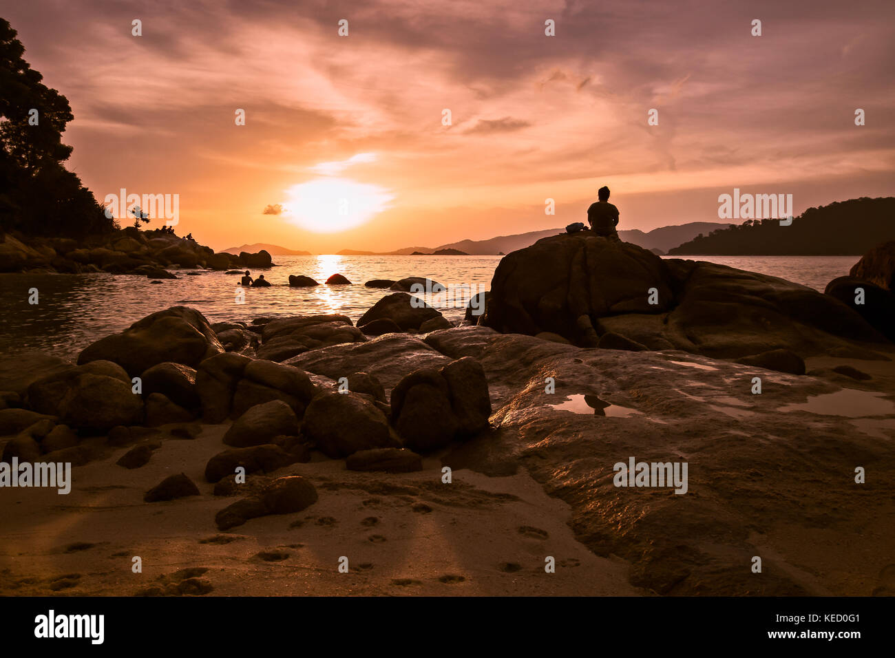 Sun Anfang über Luang Prabang steigen, nordlaos. Stockfoto