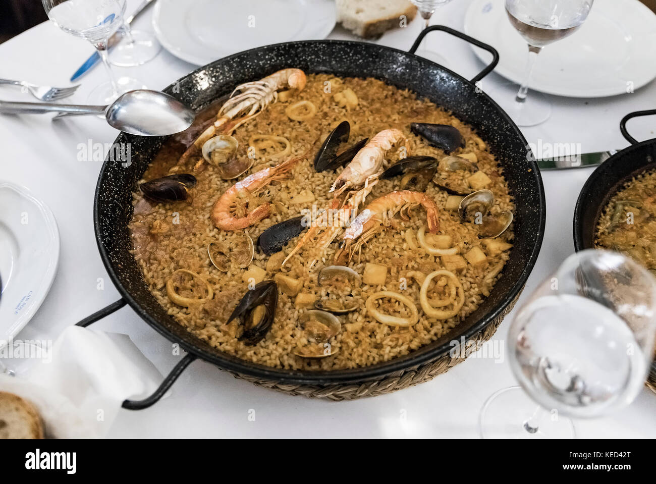 Paella, Barcelona, Spanien. Stockfoto