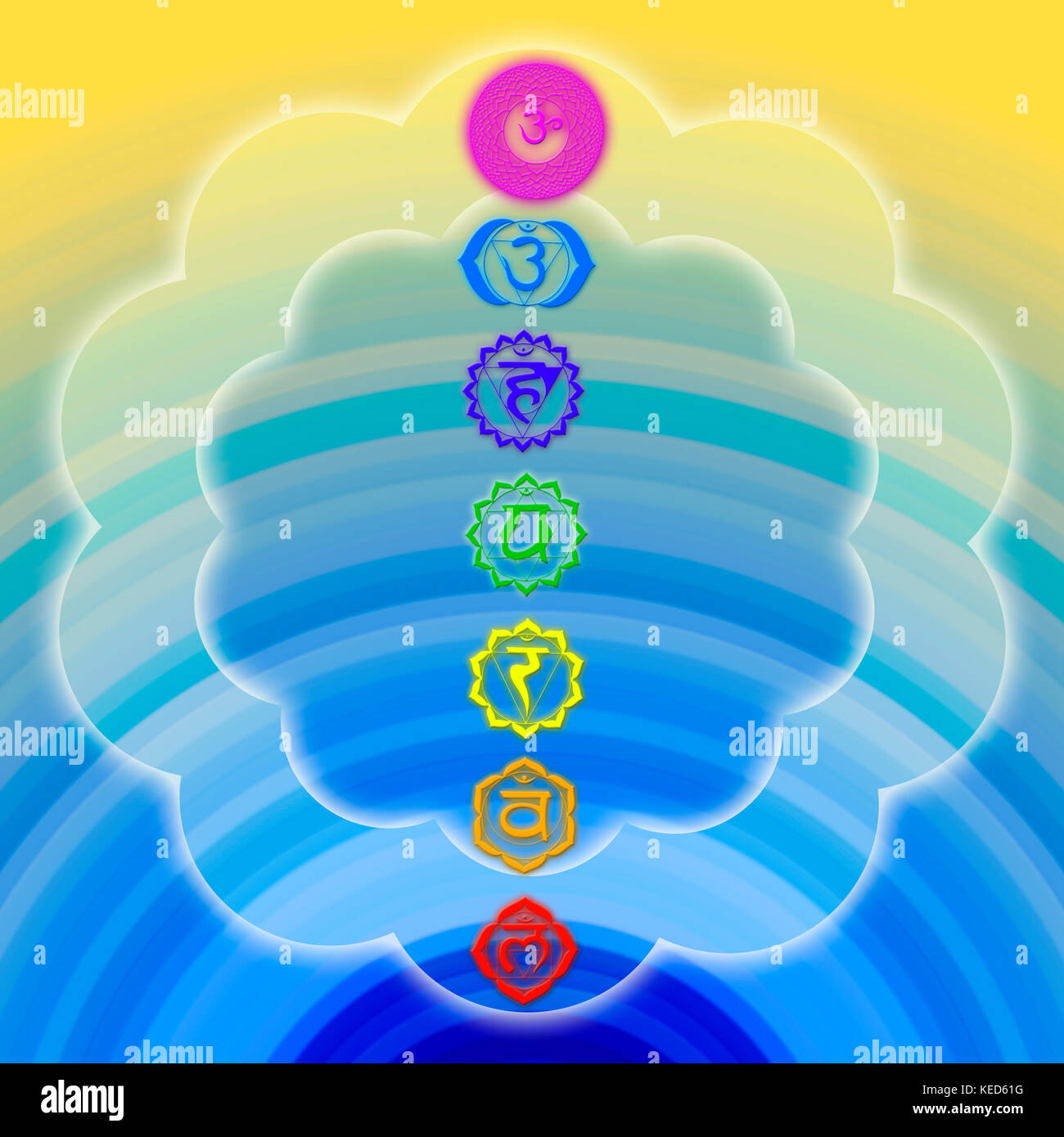 Bunte Chakra-Symbole Stockfoto