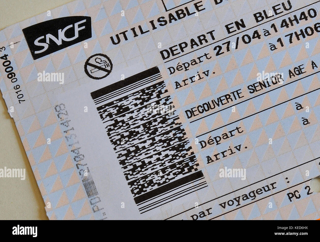SNCF-Ticket, Frankreich Stockfoto