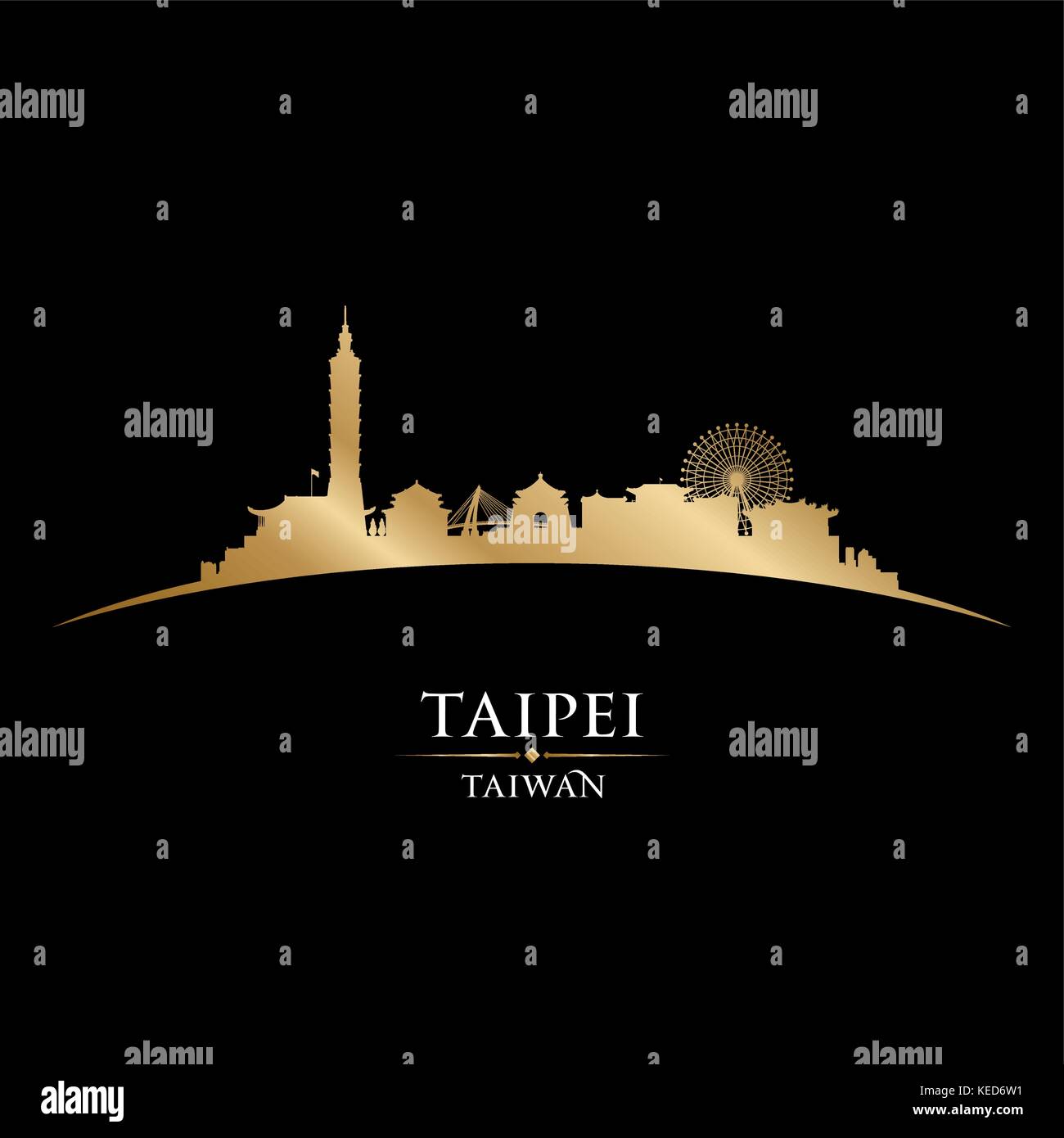 Taipei Taiwan skyline Detaillierte vektor Silhouette Stock Vektor