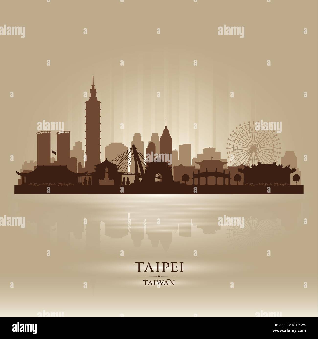 Taipei Taiwan Skyline der Stadt Vektor silhouette Abbildung Stock Vektor