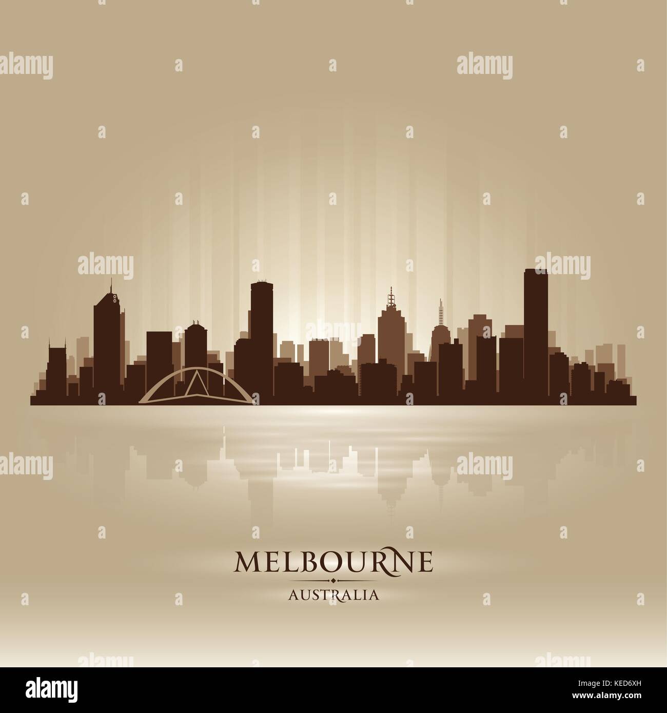 Melbourne Australien Skyline Stadtsilhouette Stock Vektor