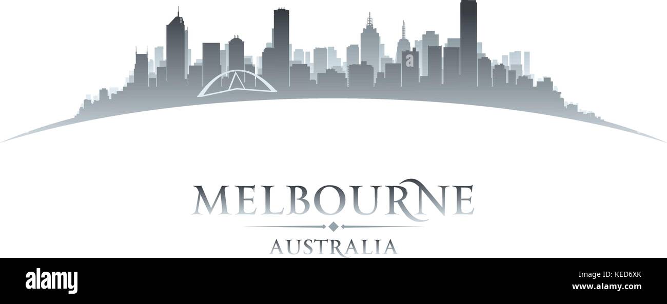 Melbourne Australien Skyline der Stadt Silhouette. Vector Illustration Stock Vektor