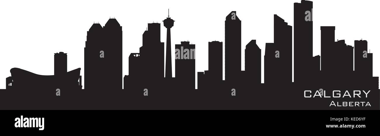 Skyline von Calgary, Kanada. Detaillierte Silhouette. Vektor-illustration Stock Vektor