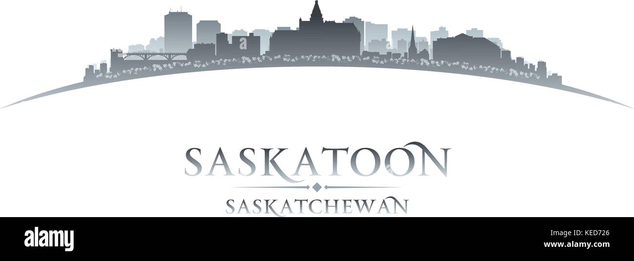 In Saskatoon, Saskatchewan Kanada Skyline der Stadt Silhouette. Vector Illustration Stock Vektor