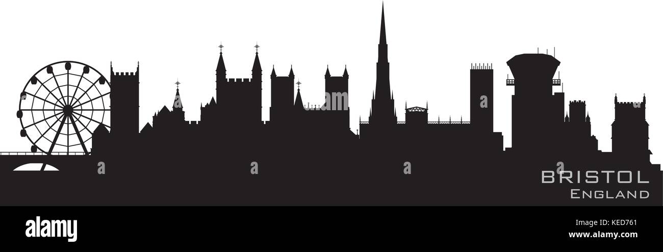 Bristol, England-Skyline. Detaillierte Vektor silhouette Stock Vektor