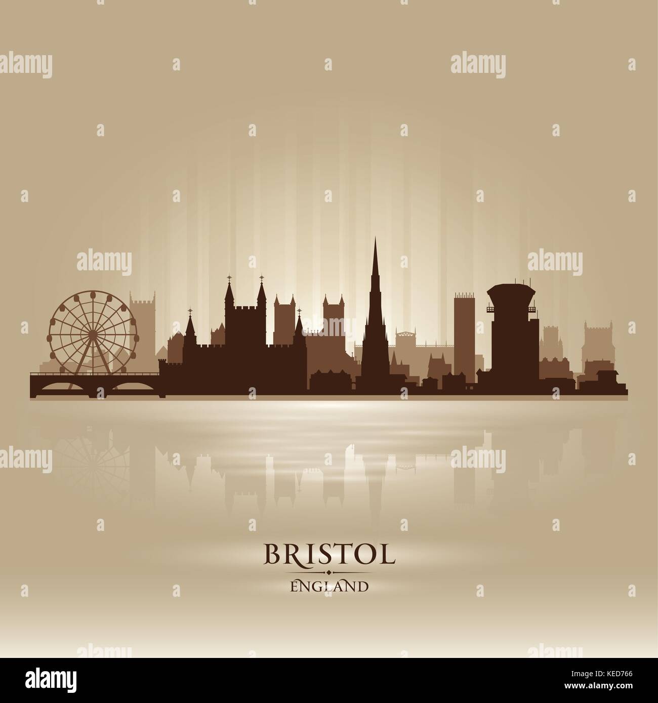 Bristol England Skyline Stadtsilhouette Stock Vektor