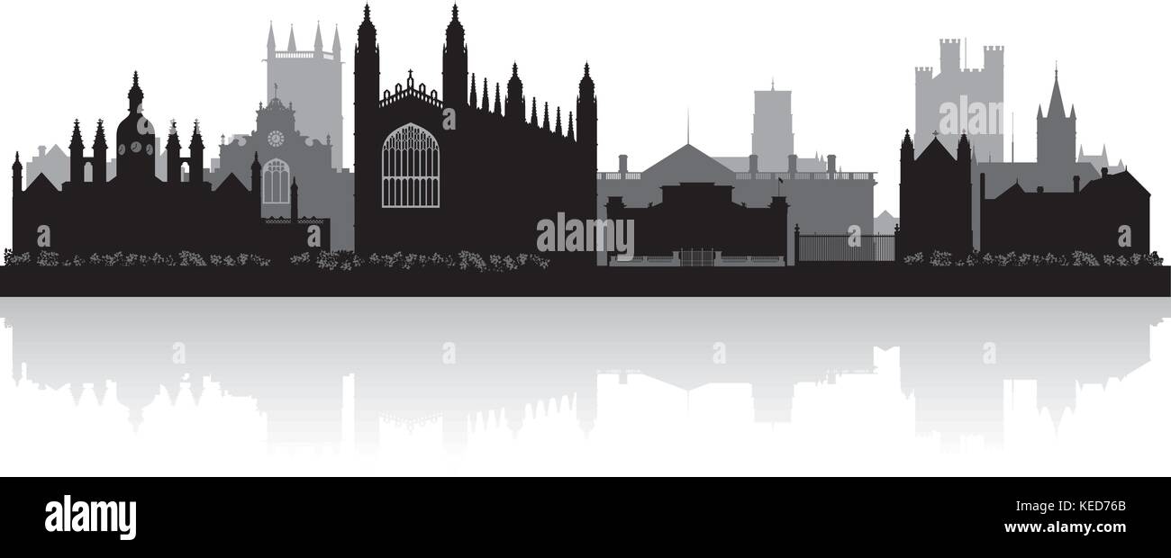 Cambridge Stadt Skyline Silhouette Vektor-illustration Stock Vektor