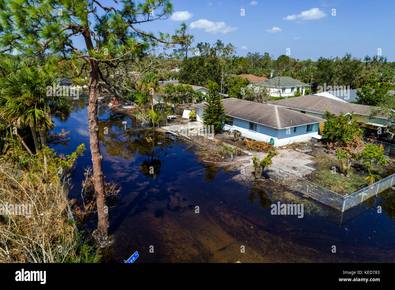 Bonita Springs Florida, Chapman Avenue Quinn Street, Überschwemmung, Sturmflucht Irma, FL17092818d Stockfoto