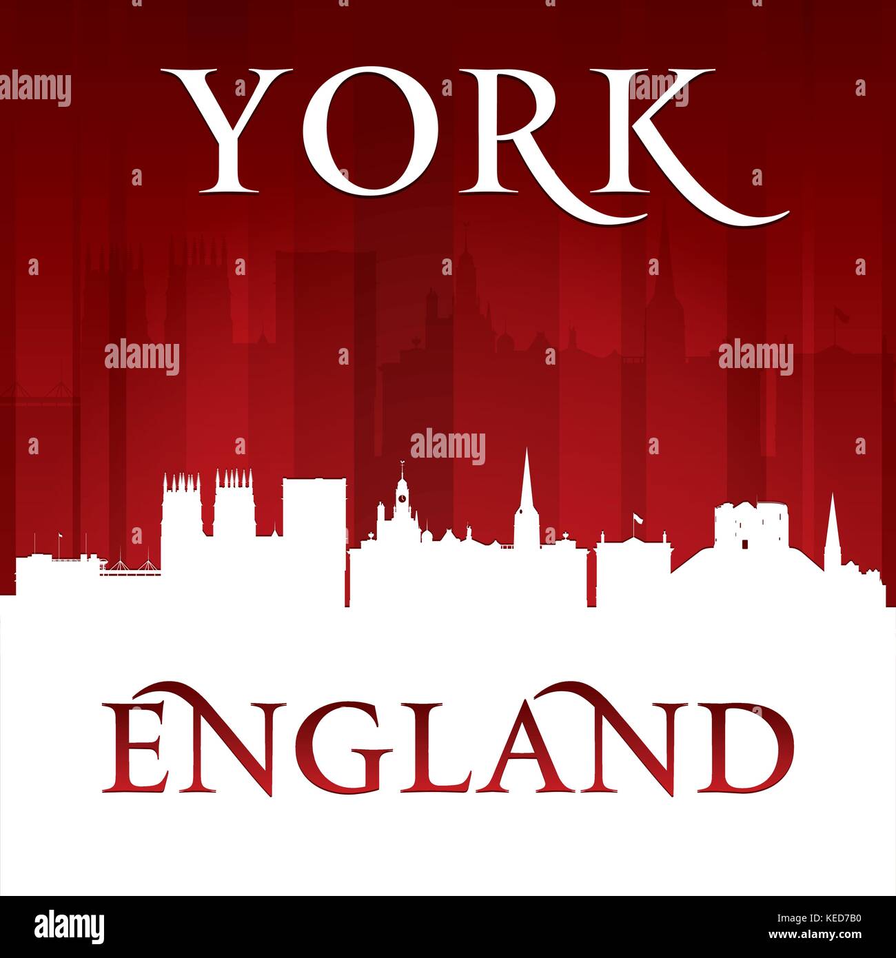 York England Stadt Skyline Silhouette. Vektor-illustration Stock Vektor