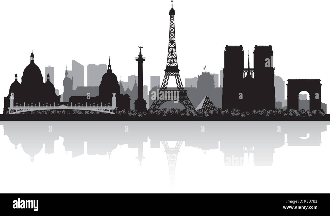 Paris Frankreich Stadt Skyline Silhouette Vektorgrafik Stock Vektor