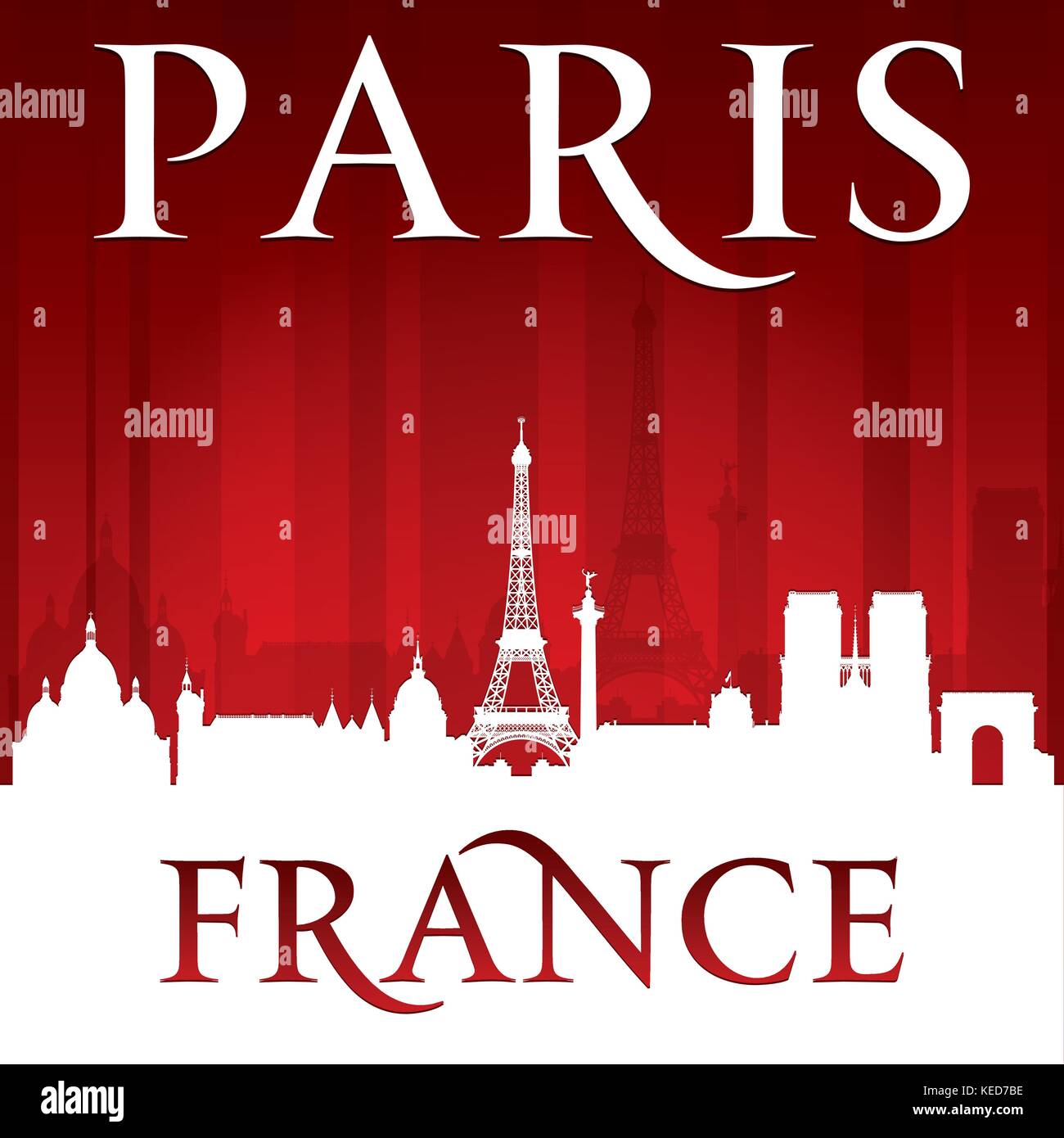 Paris Frankreich Skyline der Stadt Silhouette. Vector Illustration Stock Vektor