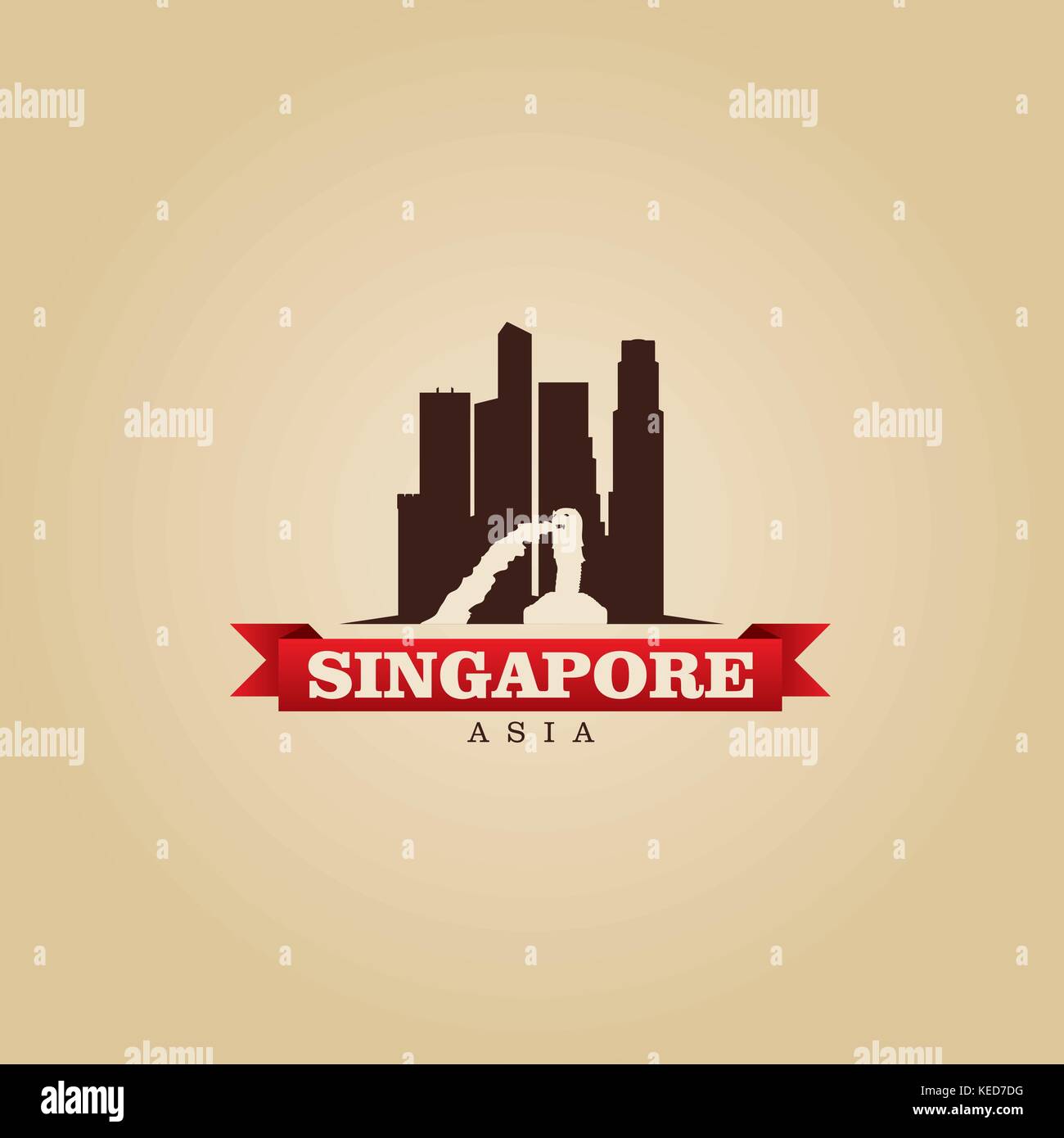 Singapur Asien Stadt symbol Vektor illustration Stock Vektor