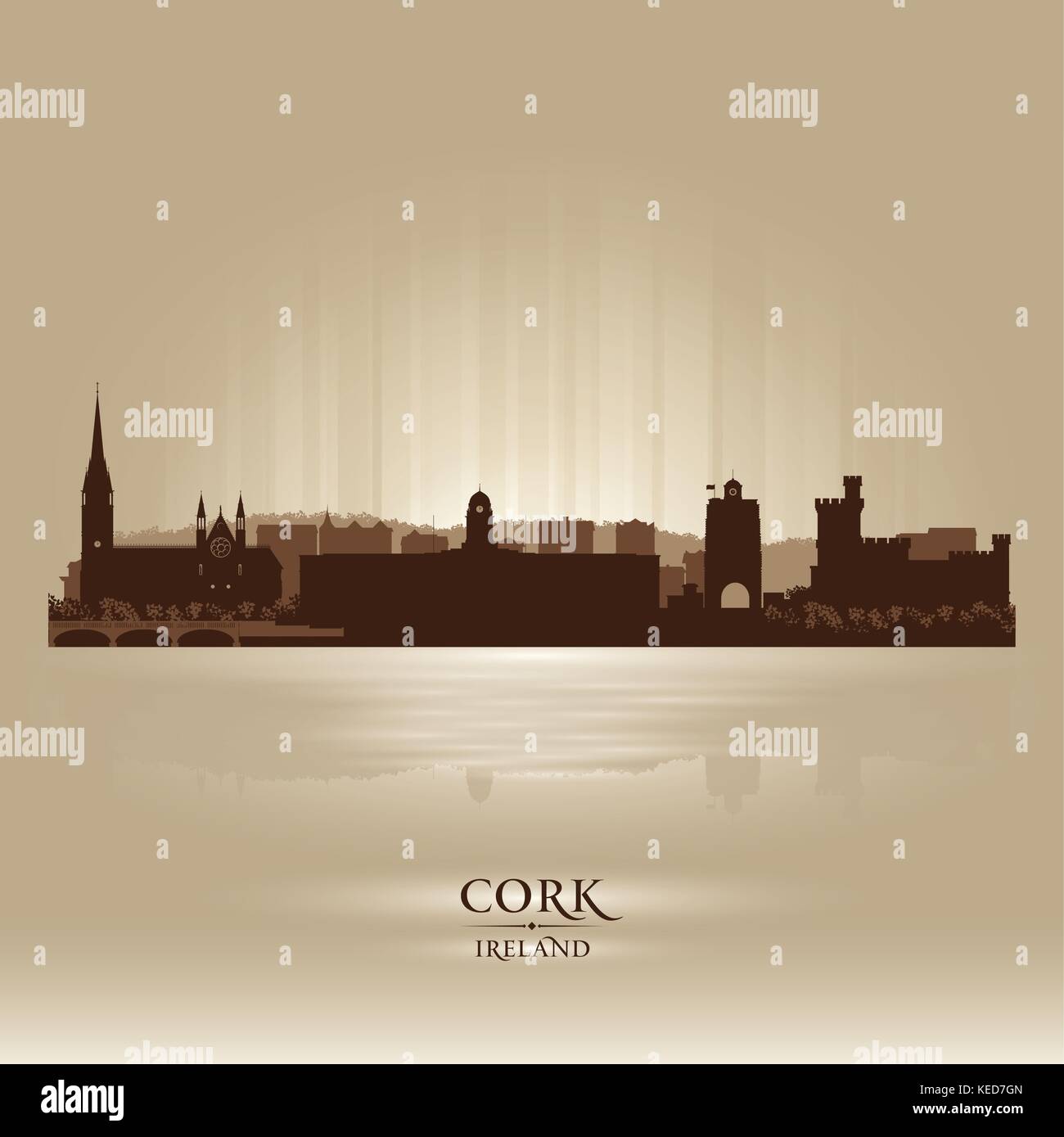 Cork Irland Skyline Stadtsilhouette Stock Vektor