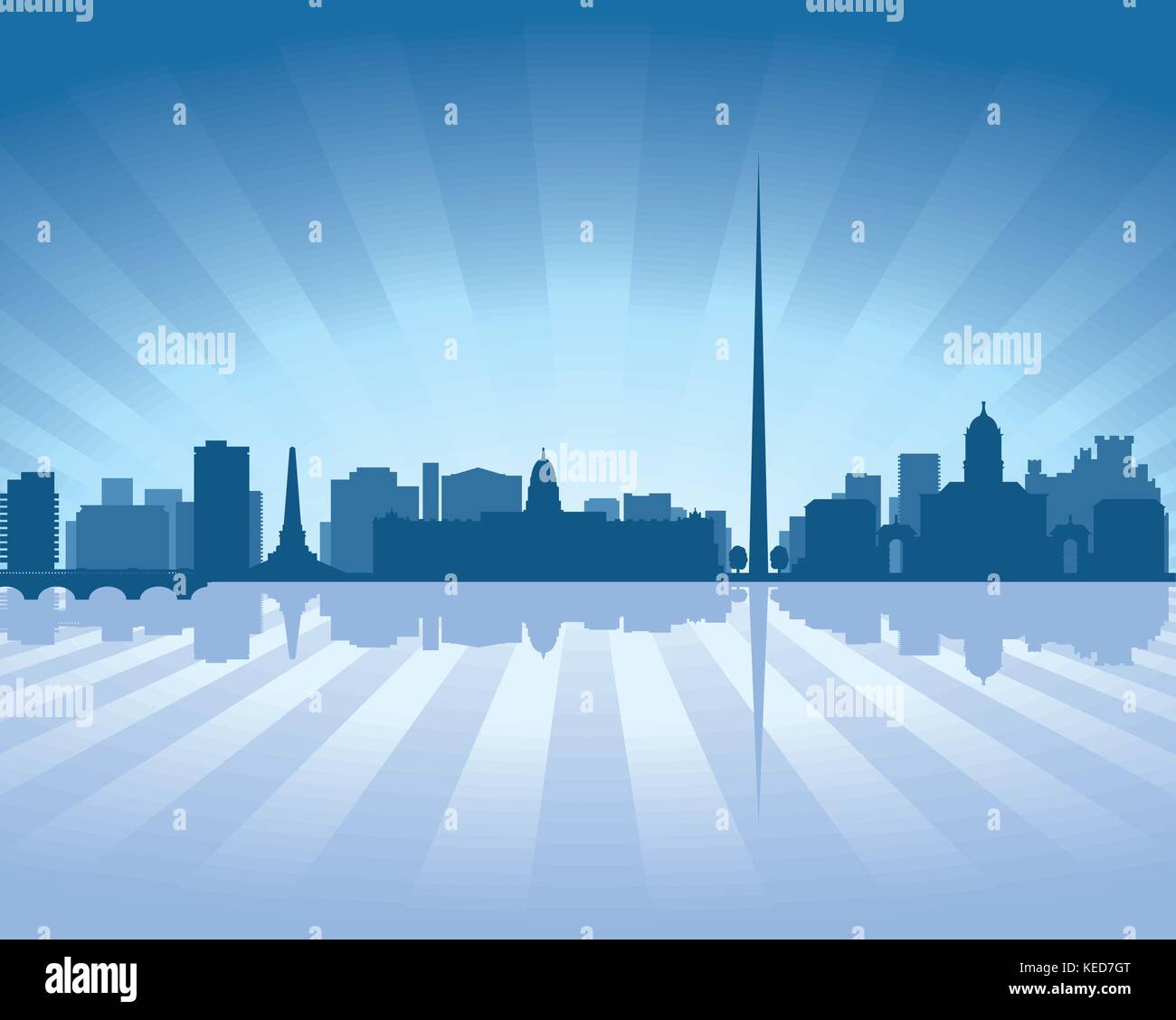 Dublin, Irland skyline Abbildung mit Reflexion im Wasser Stock Vektor