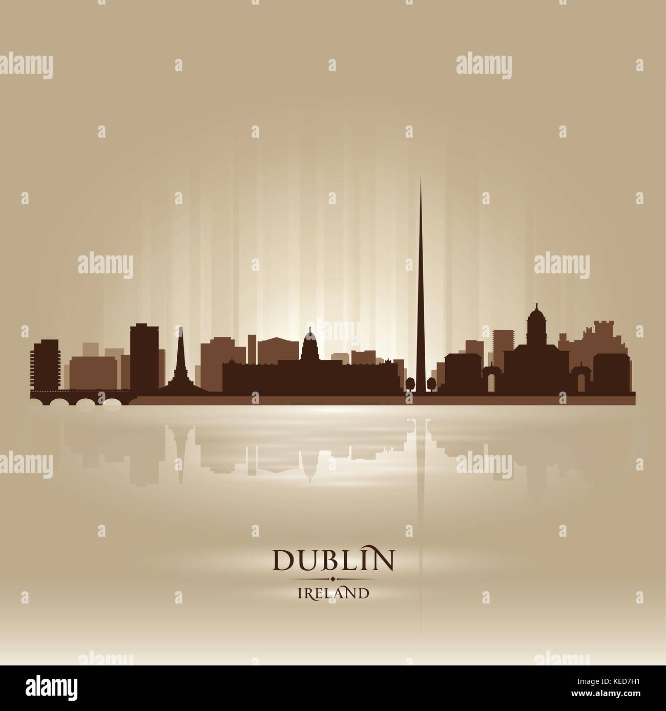 Dublin Irland Skyline Stadtsilhouette Stock Vektor