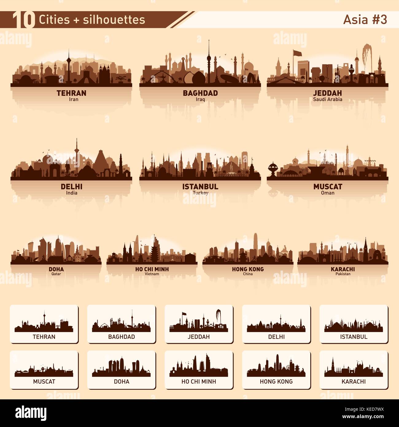 Die Skyline der Stadt. Asien. Vektor silhouette Abbildung. Stock Vektor