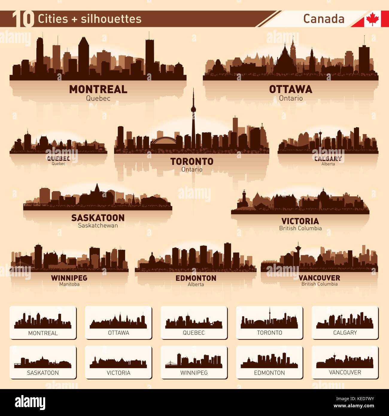 Die Skyline der Stadt. Kanada. Vektor silhouette Abbildung. Stock Vektor