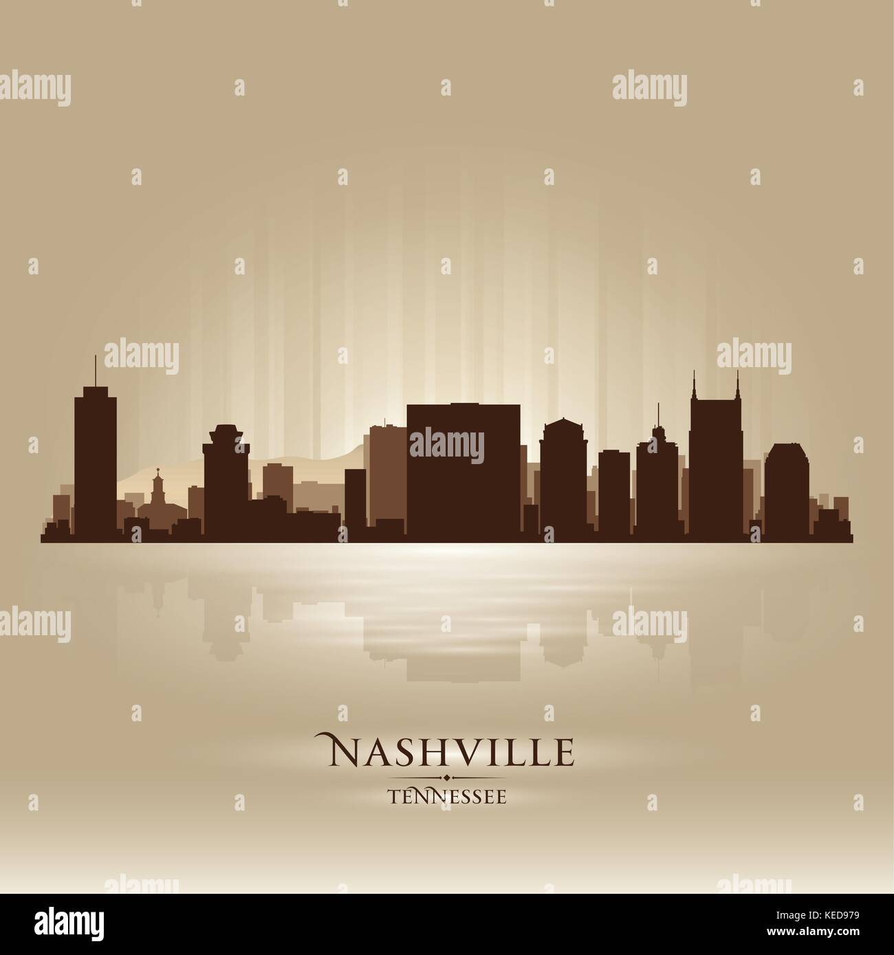 Nashville Tennessee Skyline Stadtsilhouette. Vektor-illustration Stock Vektor