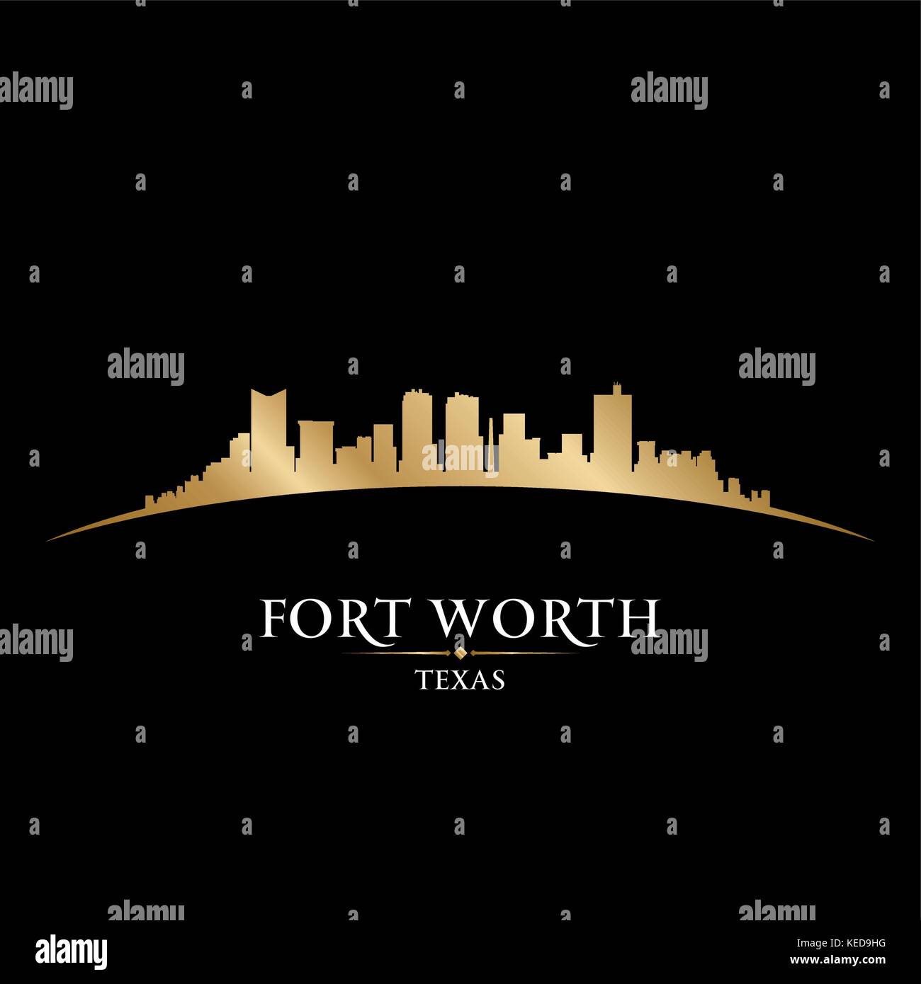 Fort Worth Texas City Skyline Silhouette. Vektor-illustration Stock Vektor