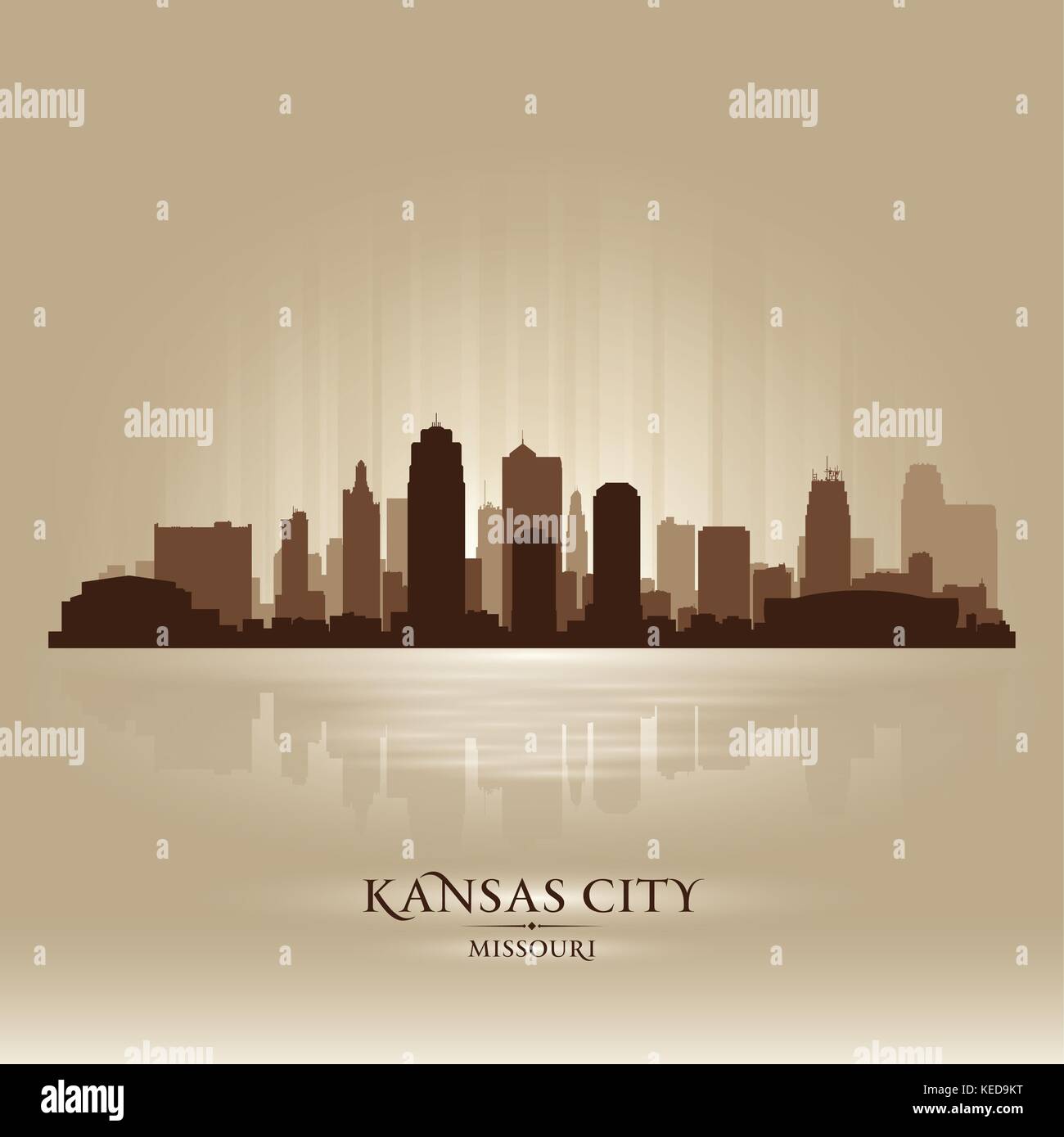 Kansas City Missouri City Skyline Silhouette. Vektor-illustration Stock