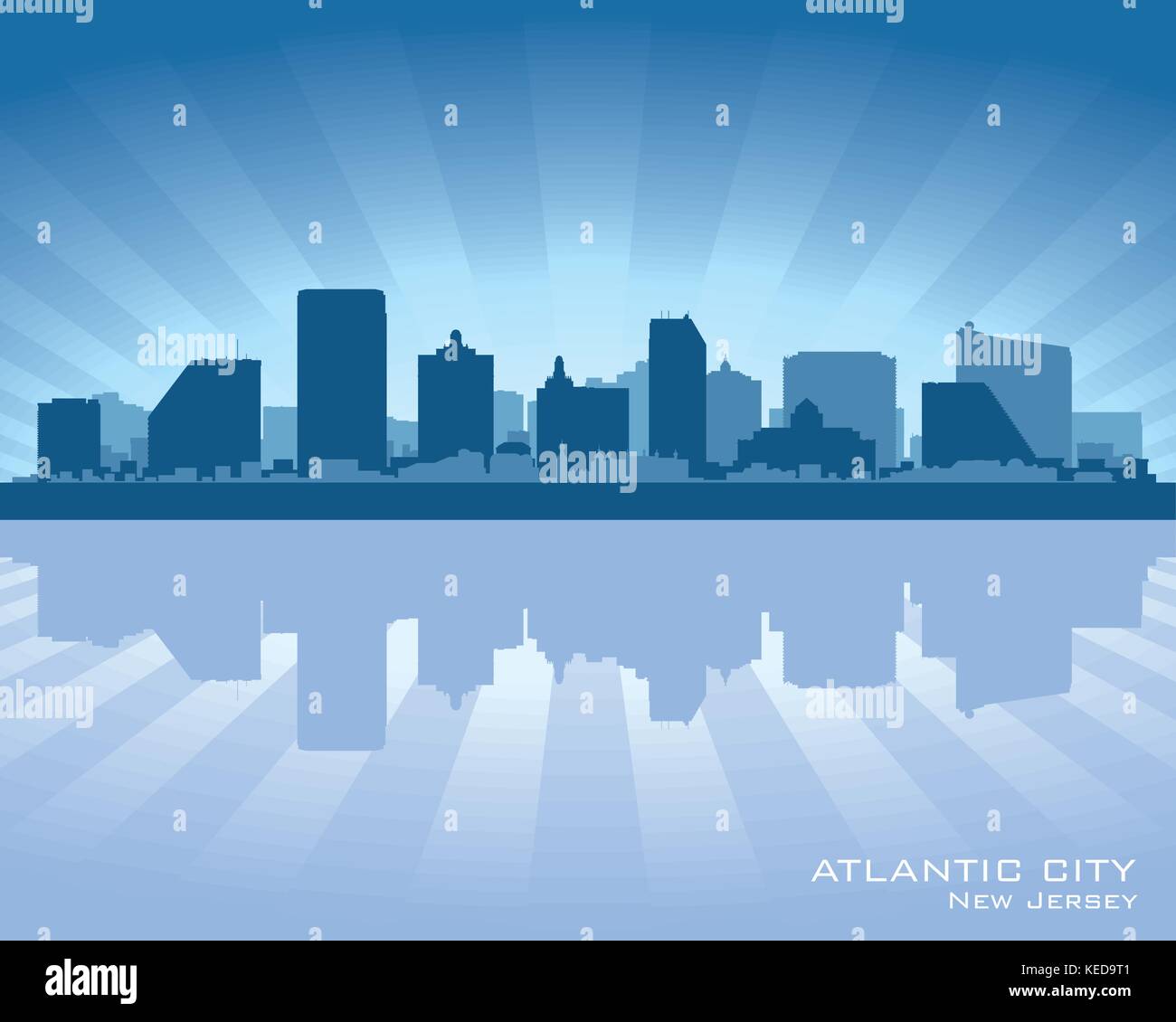 Atlantic City, New Jersey Skyline Silhouette. Vektor-illustration Stock Vektor