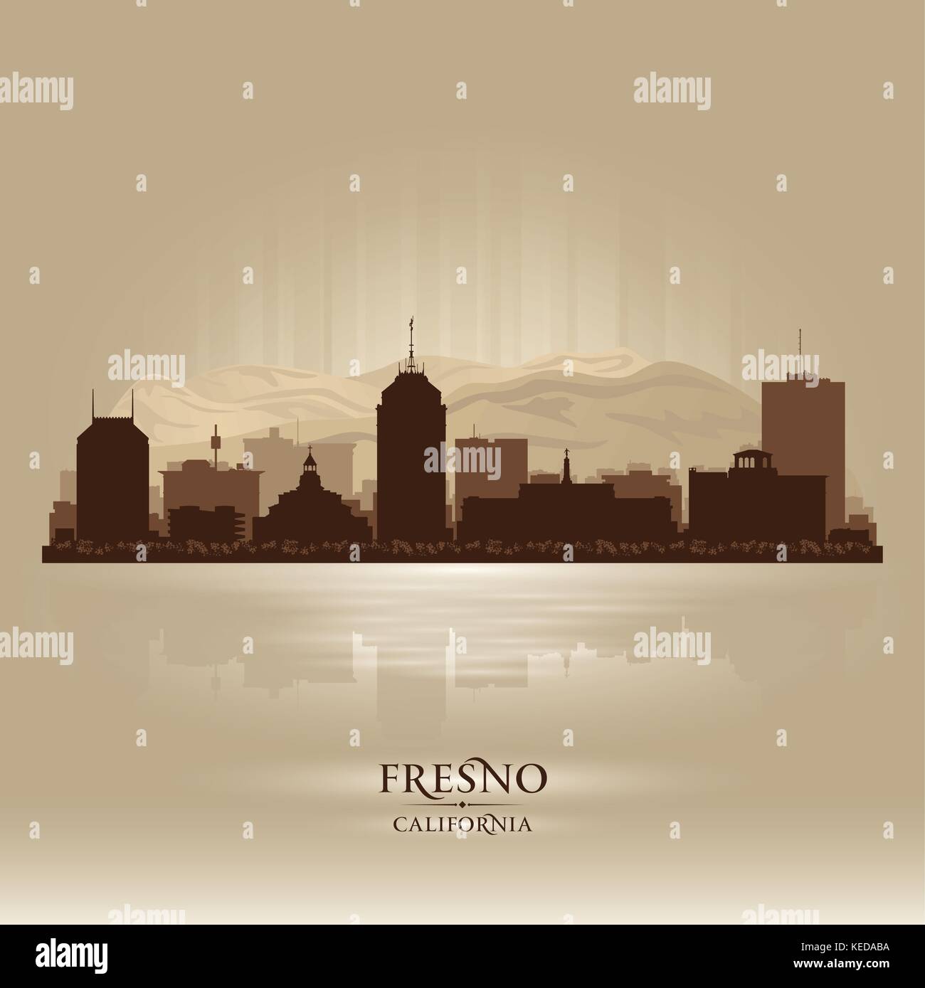 Fresno California City Skyline Vektor silhouette Abbildung Stock Vektor