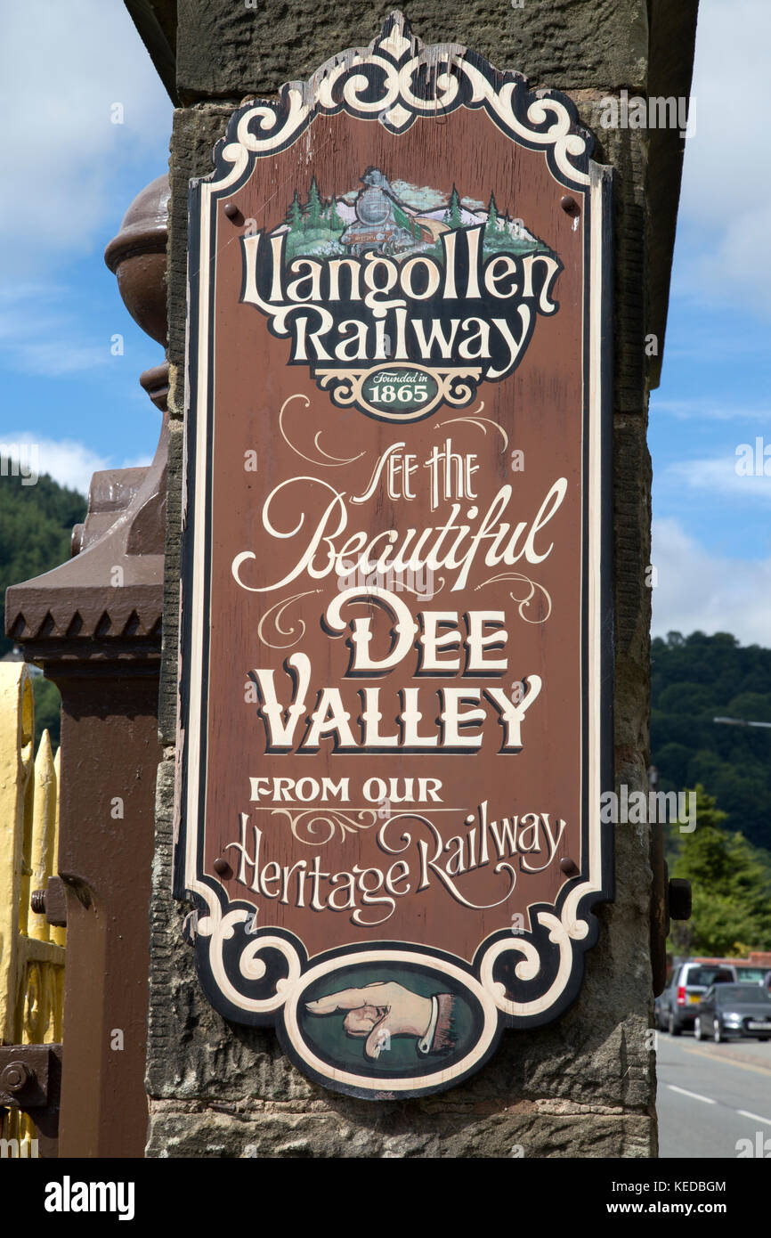 Museumsbahn Schild; Llangollen; Wales; Vereinigtes Königreich Stockfoto