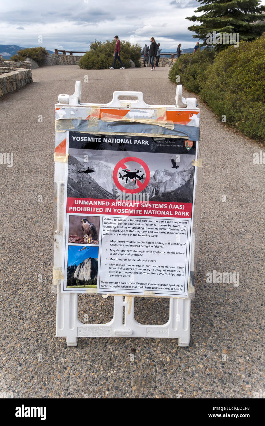 Schild keine Drohnen im Yosemite. Stockfoto