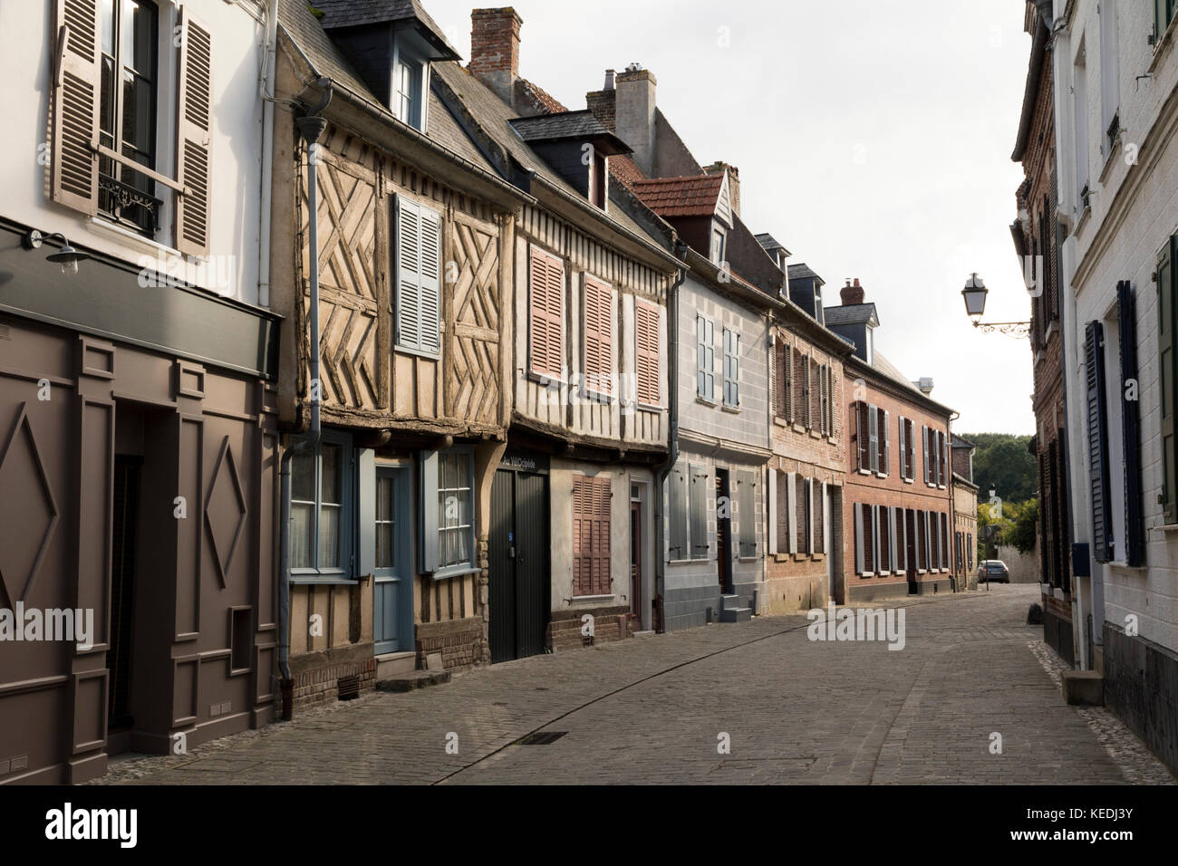 Häuser in der Altstadt, St Valery sur Somme, Picardie, Francejetty Stockfoto