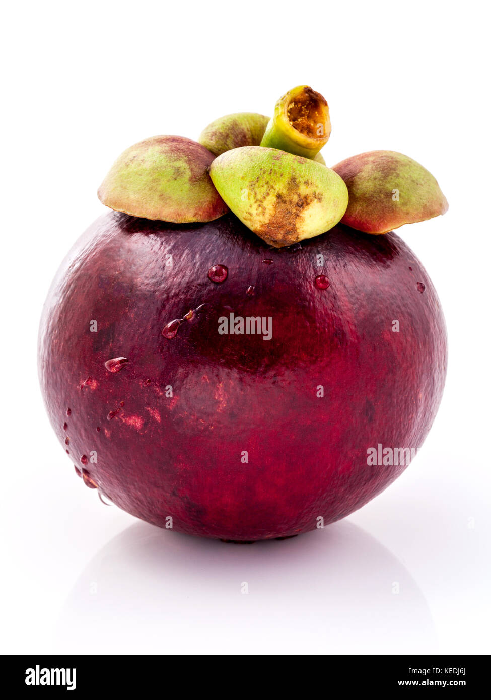 Mangostanfrüchte Königin der Thai Früchte. Reif mangosteen Früchte auf weißem Hintergrund. Stockfoto