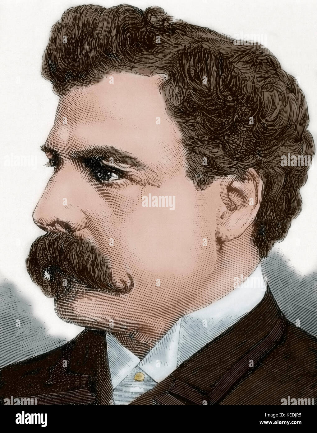 Julio Herrera obes (1841-1912). uruguayischen Politiker. Präsident von Uruguay (1890-1894). Portrait.Gravur. gefärbt. Stockfoto