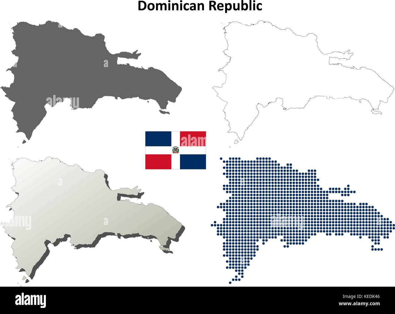 Dominikanische Republik Übersichtskarte eingestellt Stock Vektor