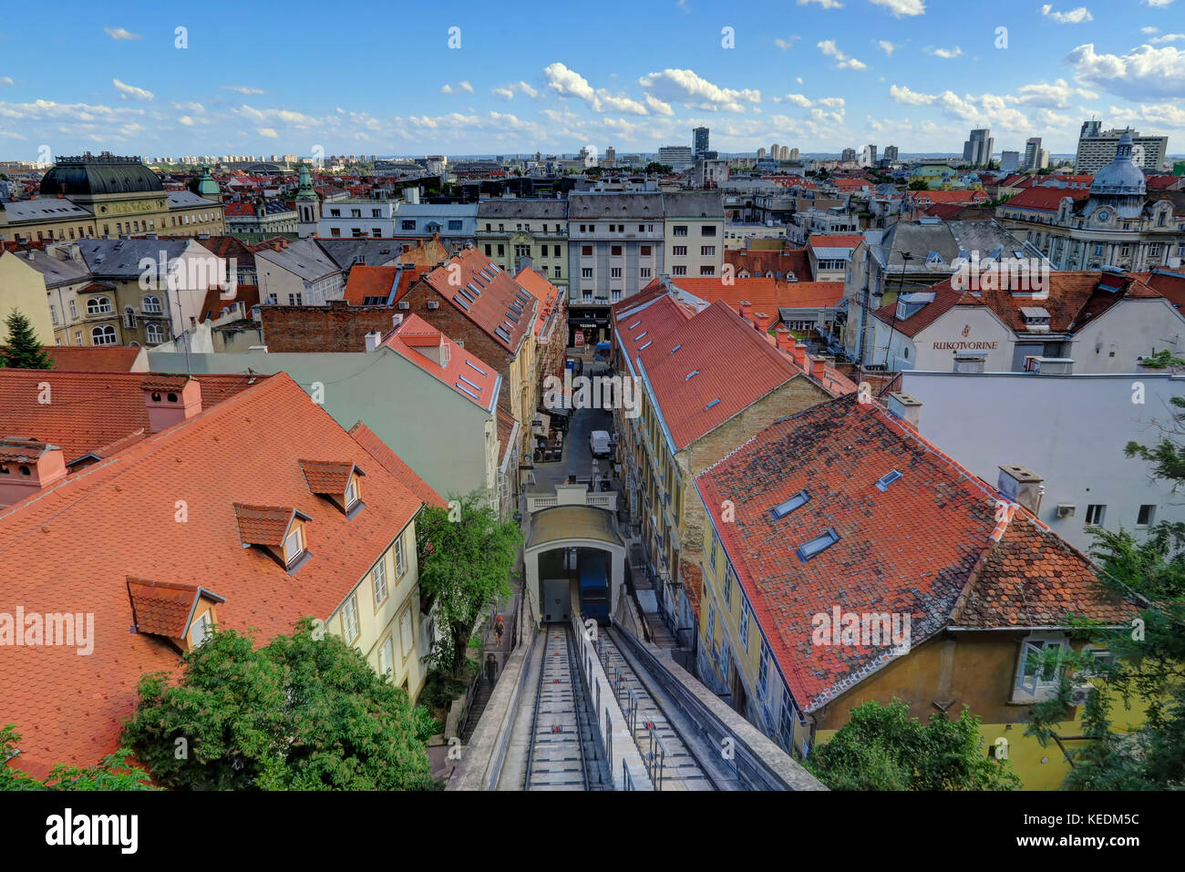 Zagreb Kroatien vom 29. Juni 2017 schrägaufzug, der standseilbahn am