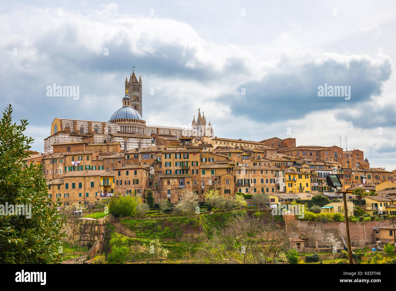 Blick auf die Skyline der Stadt Siena in der Toskana, Italien. Stockfoto