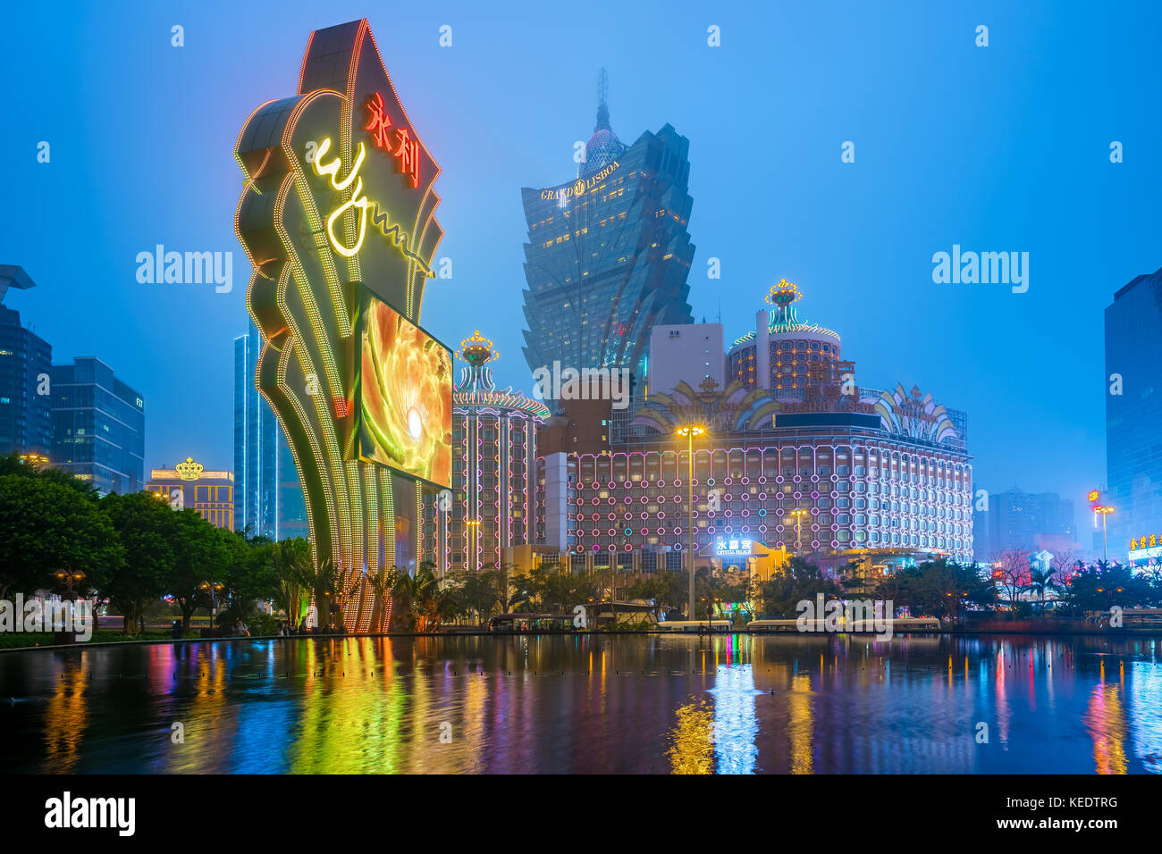 Macao, China - 12. März 2016: Blick auf die Stadt bei Nacht Macau in Macau, China Stockfoto